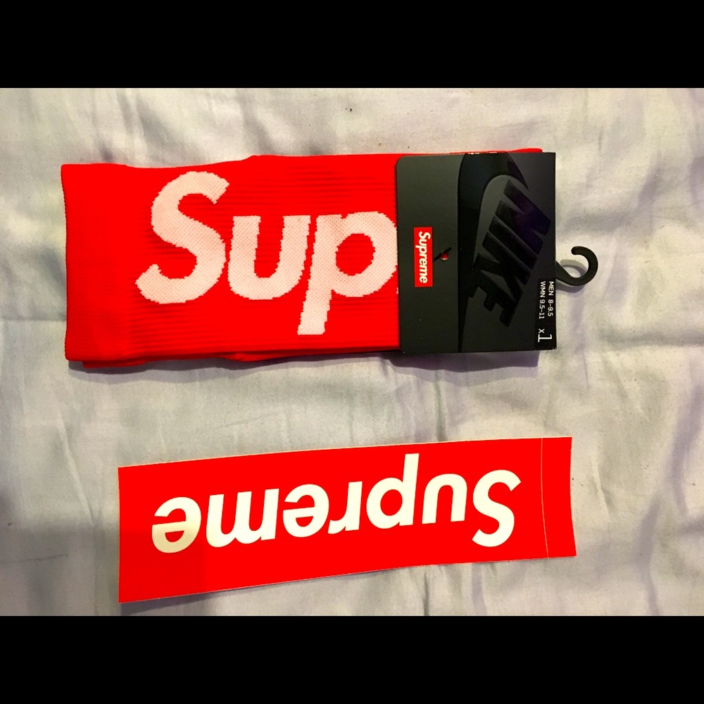 Red Nike supreme sock sz 8-10